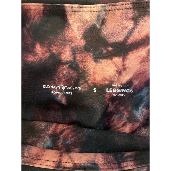 Old Navy Leggings Sz Small High-Rise Go Dry Tie Dye Pink Black Pockets Athletic - Picture 8 of 10
